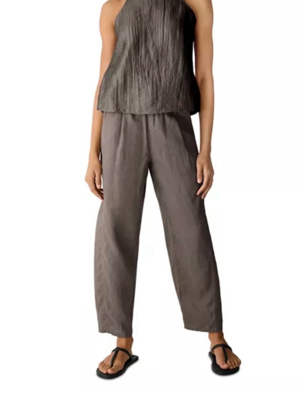 Eileen Fisher Linen Ankle Pleated Lantern Pants NWT